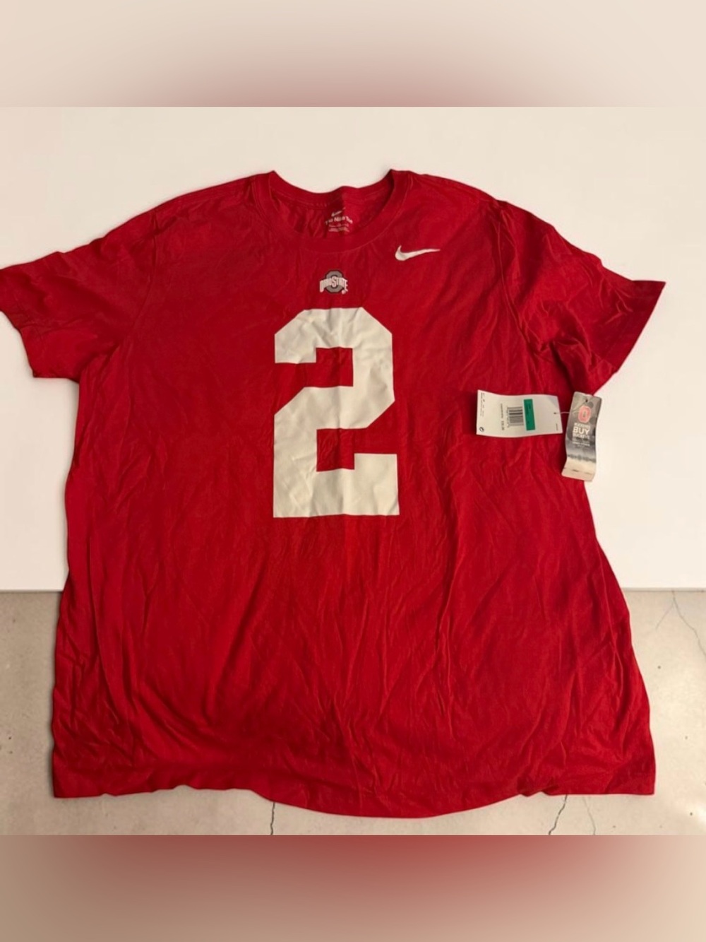 Nike Red Short Sleeve Men's Graphic Tee with White Number 2